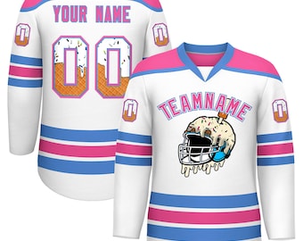 KXK カスタムアイスホッケージャージ クリーム色ジャージ 長袖 プリントチーム番号 女性 男性 ホッケーファン向け