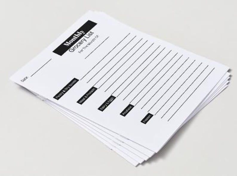 Grocery List Printable, Shopping List Template, Budget Meal Planning ...
