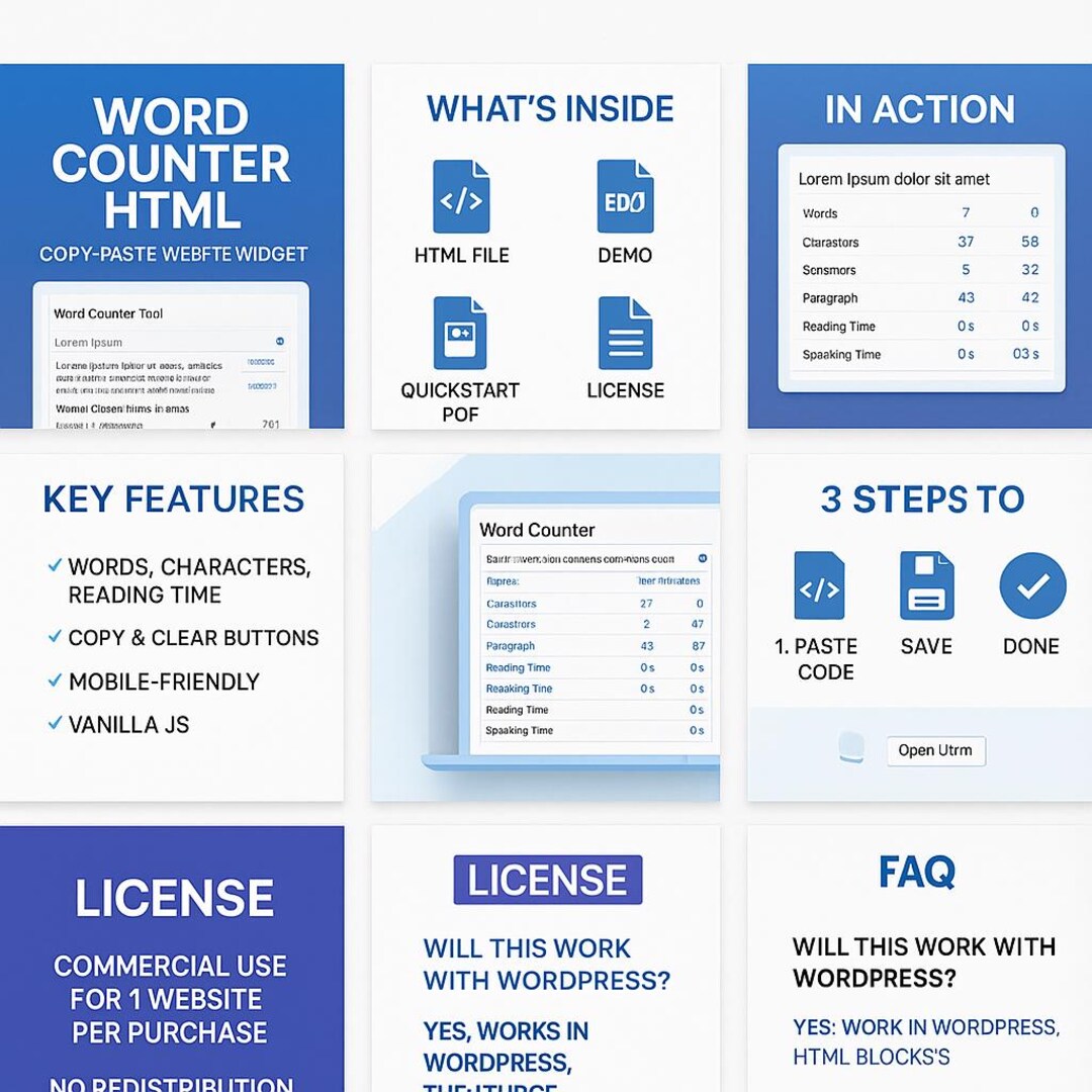 Responsive Word Counter HTML Widget: Copy-paste Code (digital Download ...