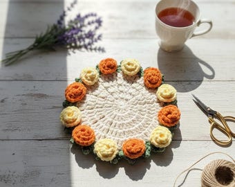 Handmade Crochet Coasters | Set of Mug Rugs | Boho Home Decor