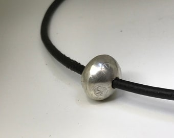 sterling bead and leather necklace