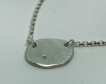 Sterling silver pendant, white sapphire necklace