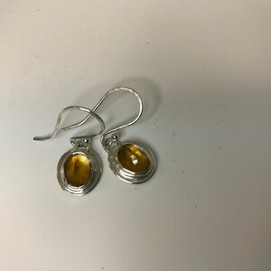 Citrine and Sterling Silver earrings, bezel wrapped earrings
