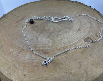 Garnet pendant, sterling necklace