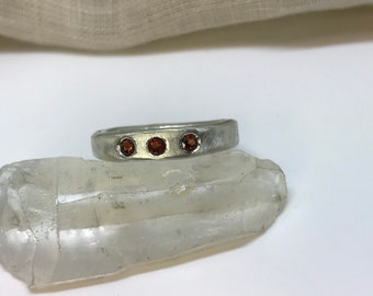 chunky garnet ring, sterling silver
