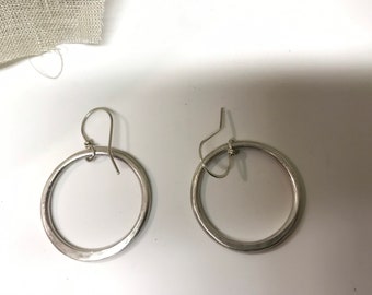 sterling hoop earrings, sterling dangling earrings asymmetrical