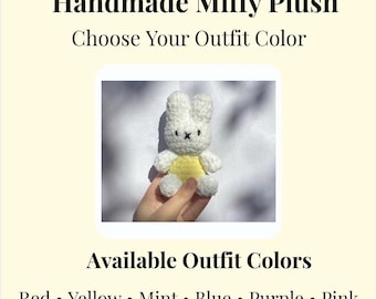 Handmade Crochet Miffy Bunny Plush Custom Outfit Colors