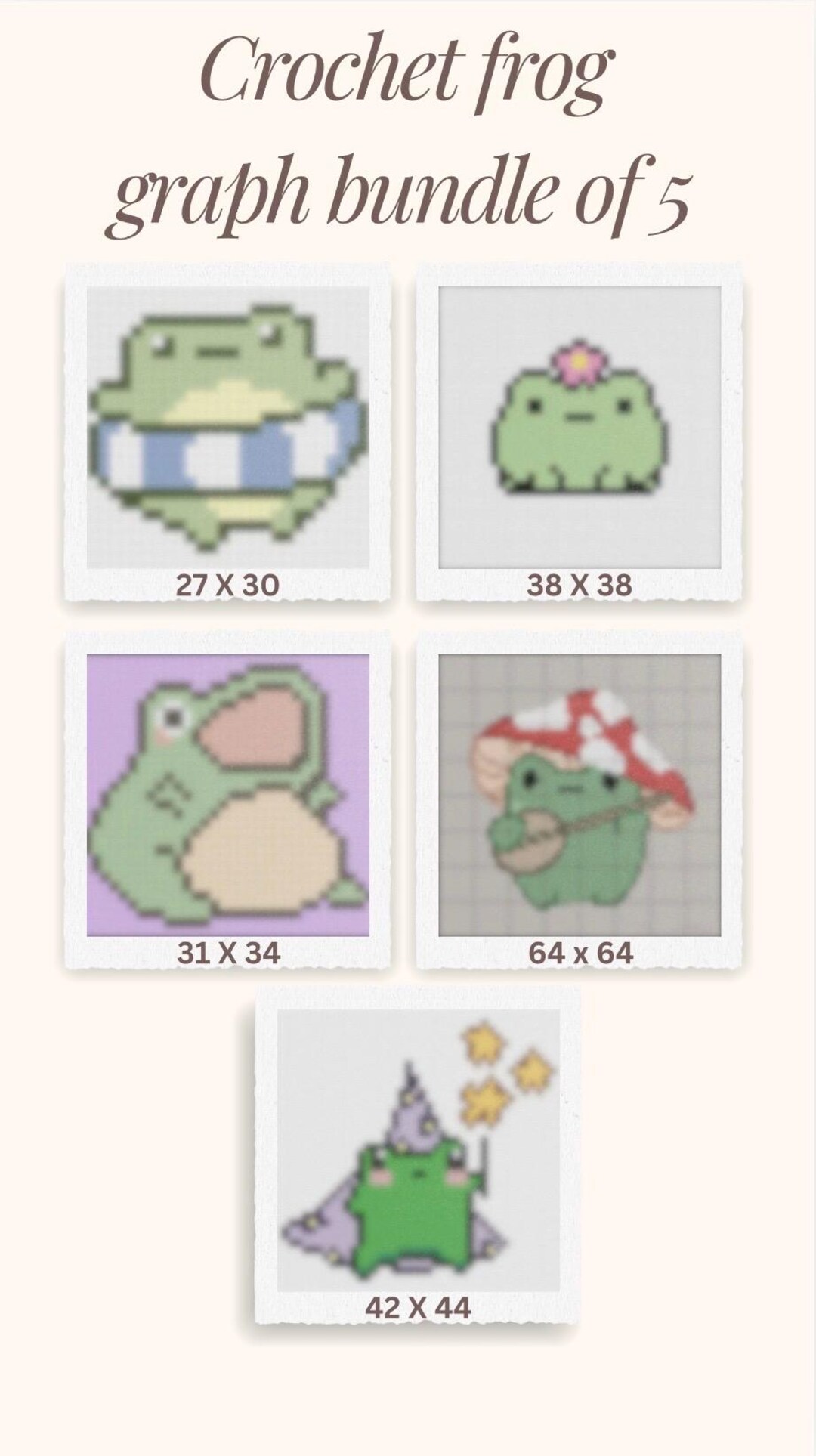 Frog Crochet Graph Bundle | 5 Pixel Patterns (PDF Download) - Etsy