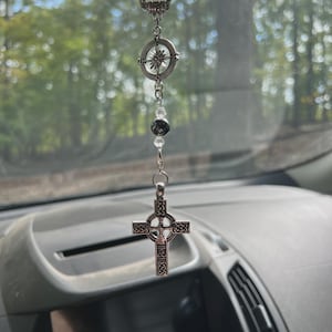 Celtic Cross Car Charm | Faith Car Accessory | Rearview Mirror | Meaningful Symbol of Protection