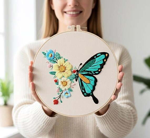 花と蝶の刺繍DIYキット - Etsy 日本