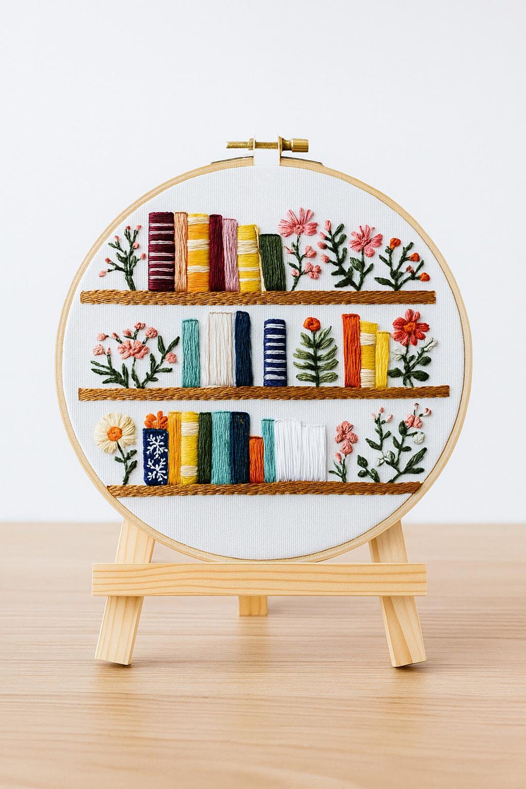 Hand Embroidery Kit – Bookshelf Design With Plants - Etsy