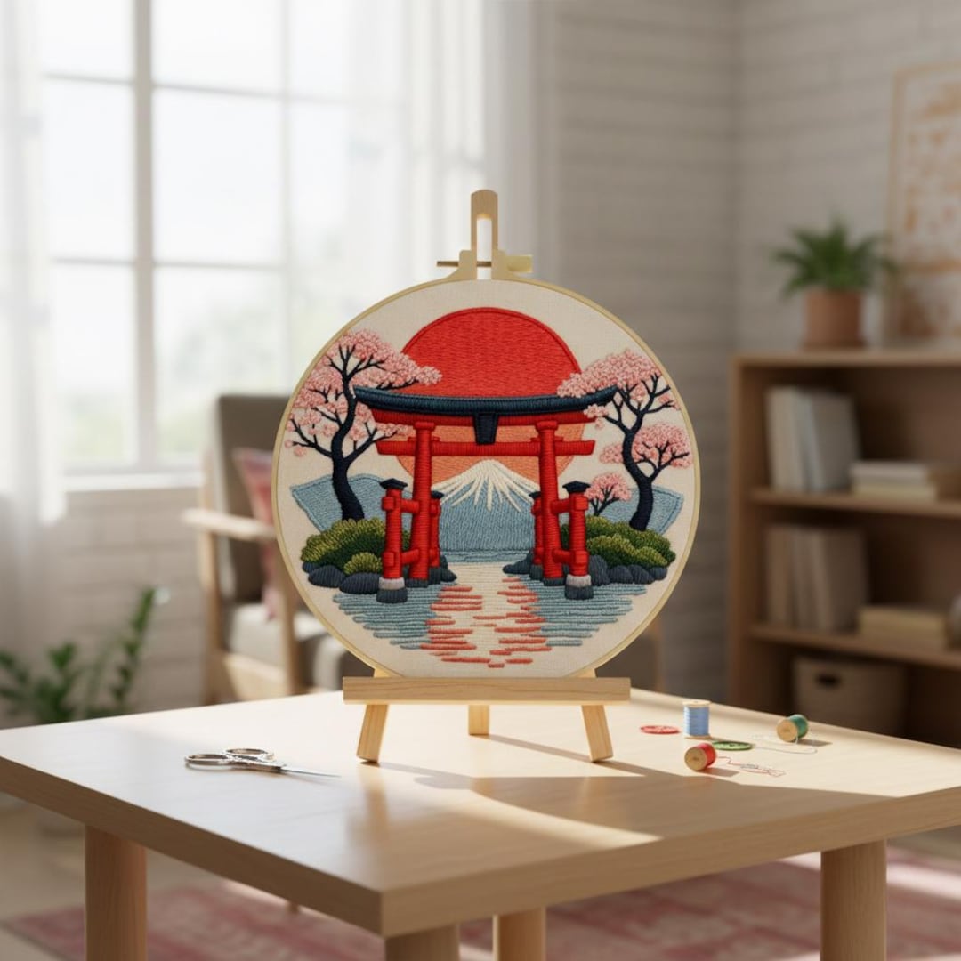 Japanese Scenery DIY Embroidery Kit - Etsy