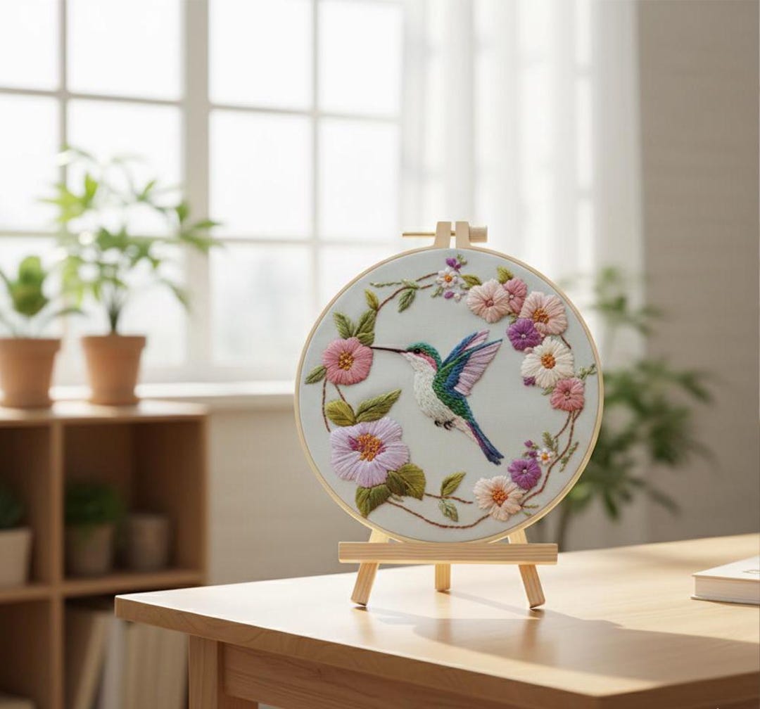 Hummingbird DIY Embroidery Thread Art Kit - Etsy