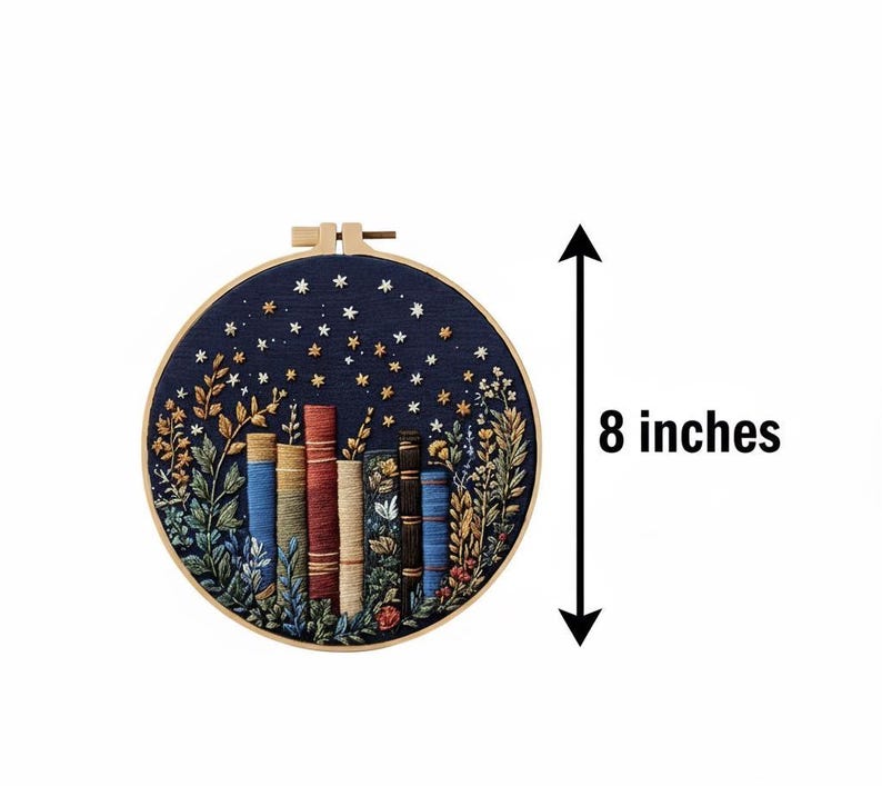 Floral Bookshelf DIY Embroidery Thread Art Kit - Etsy