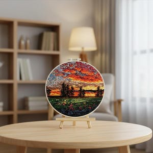 Sunset Landscape DIY Embroidery Thread Art Kit