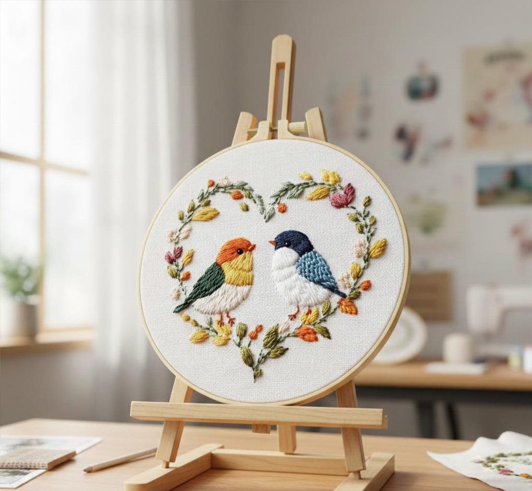 Love Birds Embroidery Thread Art Kit - Etsy