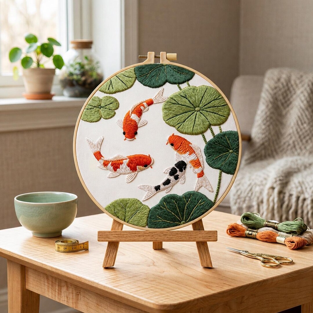 Koi Fish Beginner DIY Embroidery Adult Craft Kit - Etsy