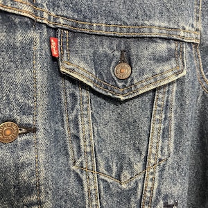 Vtg Levi's 71506 Type III Trucker Denim Jckt Men's 44L Brown Patch USA Big &Tall