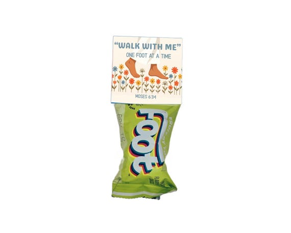 Walk With Me Fruit By The Foot Tag, LDS Youth Theme Treat Topper Printable, Young Women Handout, Girls Camp Treat