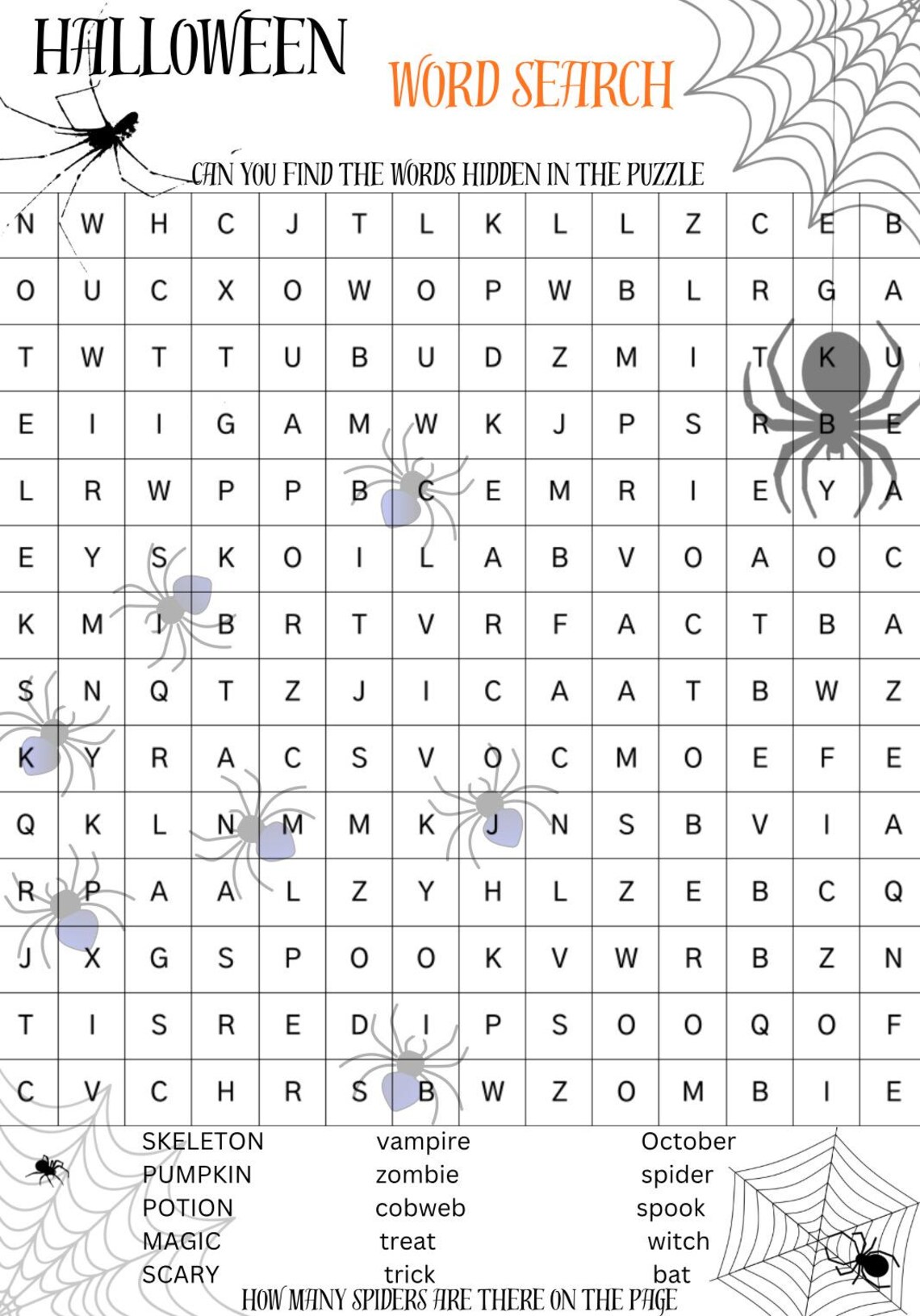 Printable Halloween Word Search for Kids – Fun Spooky Activity ...