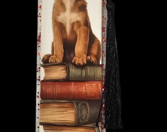 Puppy Bookmark: Handmade Dog Acrylic Page Marker with Tassel
