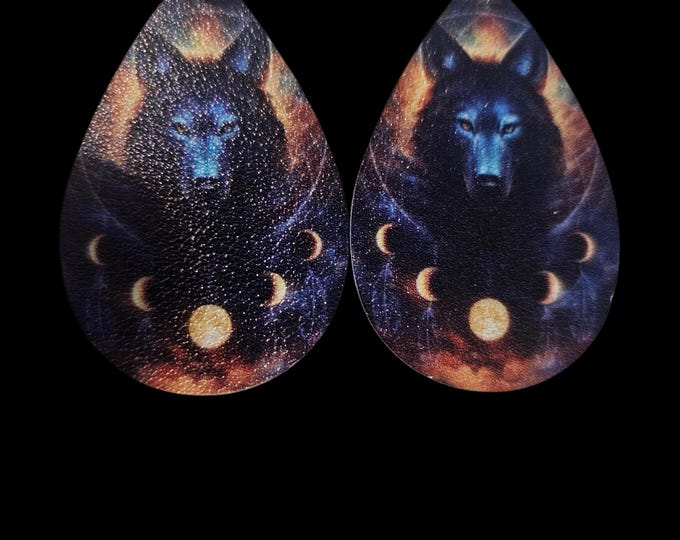 Handmade Wolf Leather Earrings: Wild Animals