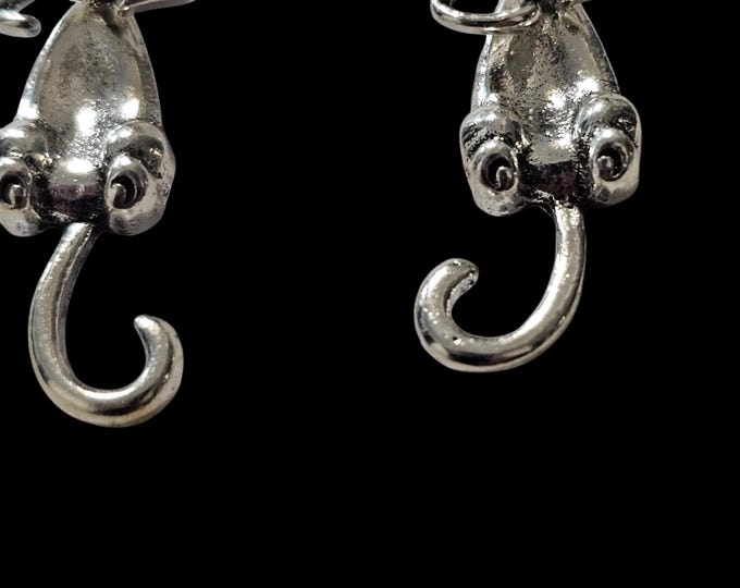 Silver Cat Stud Earrings |Handmade 2 in 1 Kitten Studs