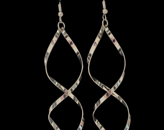 Handmade Silver Twisted Dangle Earrings – Glam Modern Style