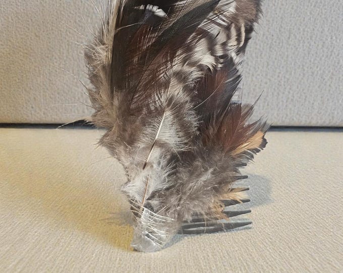 Handmade Boho Feather Hair Comb: Upcycled Chicken Feather Clip