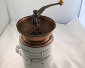 Ceramic and Copper Coffee Grinder Copper Bowl Ceramic Jar Coffee Grinders FREE USA SHIPPING Everything Vintage Kitchen Decor