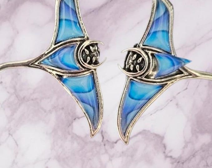 Manta Ray Dangle Earrings | Enamel and Silver Dangles | Ocean Jewelry