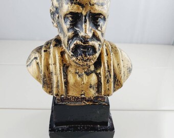 Antique Sculpture Wood Carved of Famous Composer Handel Boost Music Box SwissReugeMusicalCollectors sculpture art HandelBustHandelStatuette