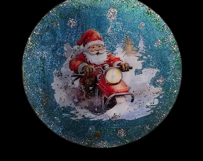 Handmade Santa Acrylic Christmas Ornament: One-Of-A-Kind Holiday Decor, Masked Dog