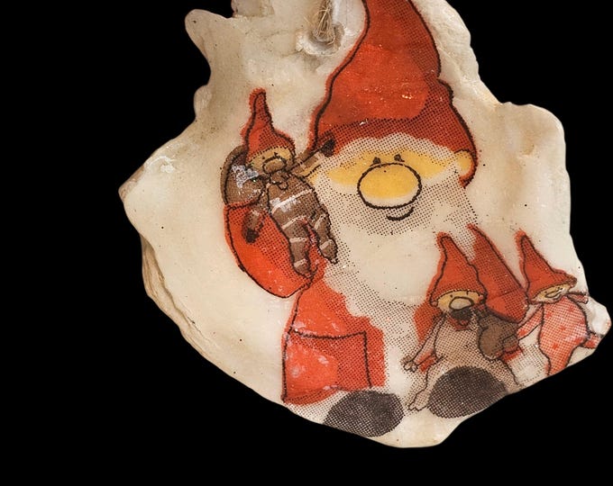 Handmade Santa & Elves Shell Christmas Ornament: One-Of-A-Kind Holiday Decor