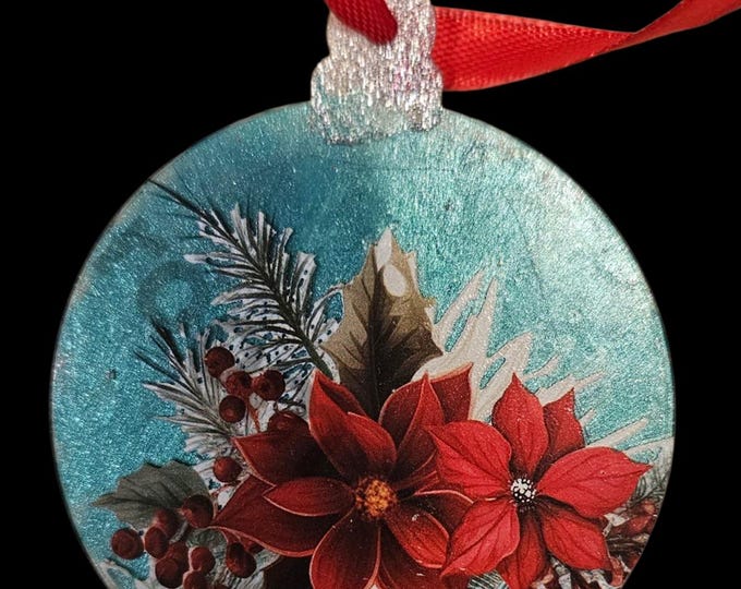 Handmade Poinsettia Acrylic Christmas Ornament: One-Of-A-Kind Holiday Decor