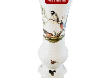 Vintage White Porcelain Vase Birds in the Tree Robins Butterflies Sellman Waiden Bavaria W Germany Vase @Everything Vintage FREE SHIPPING
