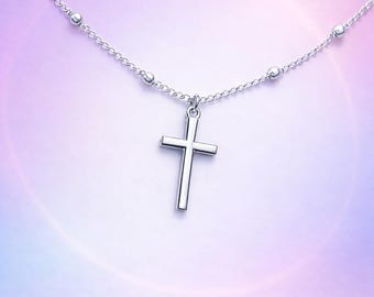 Stainless Cross Necklace – Minimalist Christian Pendant – Faith Jewelry Gift for Her