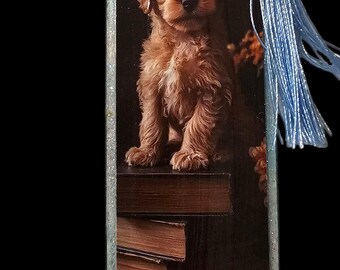 Handmade Acrylic Bookmark with Tassle: Labradoodle Large Bookmark Cockapoo Dog