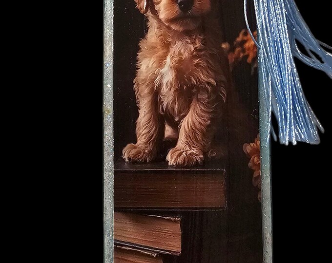 Handmade Dog Bookmark: One-Of-A-Kind Acrylic Page Marker with Tassel,  Labradoodle, Cockapoo, Puppy