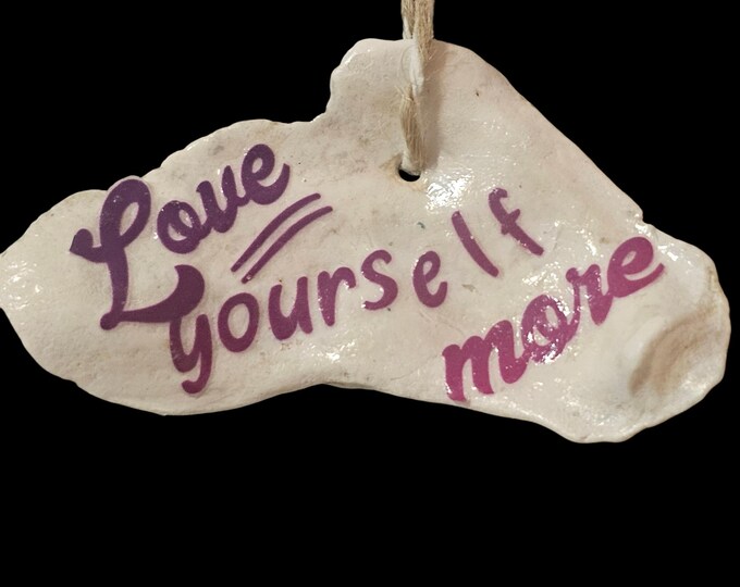 Handmade Shell Car Charm: One-Of-A-Kind Rear View Car Mirror Hanger, Love Yourself