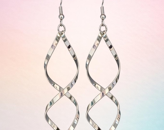 Silver Spiral Helix Earrings |  Lightweight Swirl Dangle Earrings |Minimalist Modern Jewelry