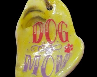 Handmade Shell Car Charm: Dog Mom Rearview Mirror Hanger