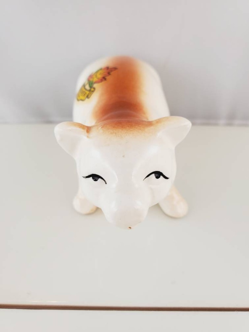 Small White Pig Figurine 1970s Vancouver Canada  FREE SHIPPING @Everything Vintage