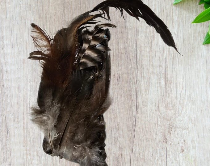 Handmade Feather Hair Clip: Upcycled Chicken Feathers, Glam Boho Accessory