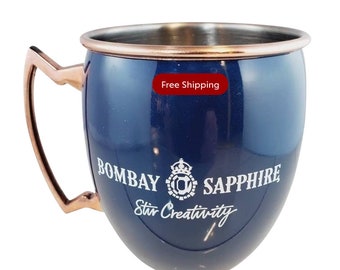 Vintage Bombay Sapphire Gin Mule Mug Copper Stainless and Blue Enamel @Everything Vintage FREE SHIPPING
