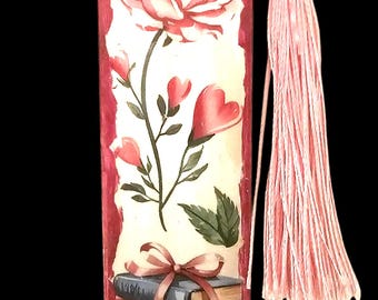 Red Rose Wood Bookmark | Flower Wooden Bookmark