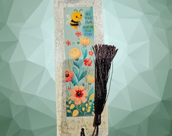 Handmade Bee Bookmark: Double-Sided Paper Bookmark with Tassel