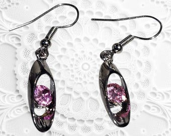 Tourmaline Silver Earrings: Pink Stone Dangle Earrings, October Birthstone