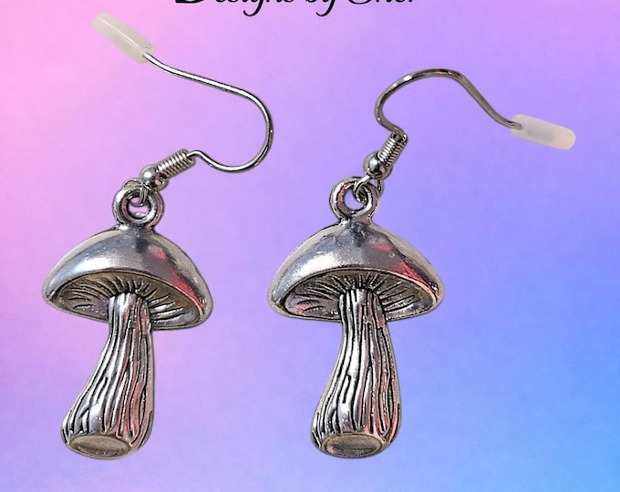Silver Mushroom Earrings – Woodland Charm Dangle Jewelry | Cottagecore Nature Gift for Her | Fairycore