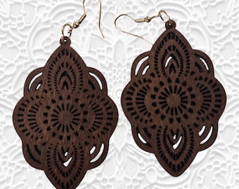Wood Earrings: Cutout Dangle Earrings